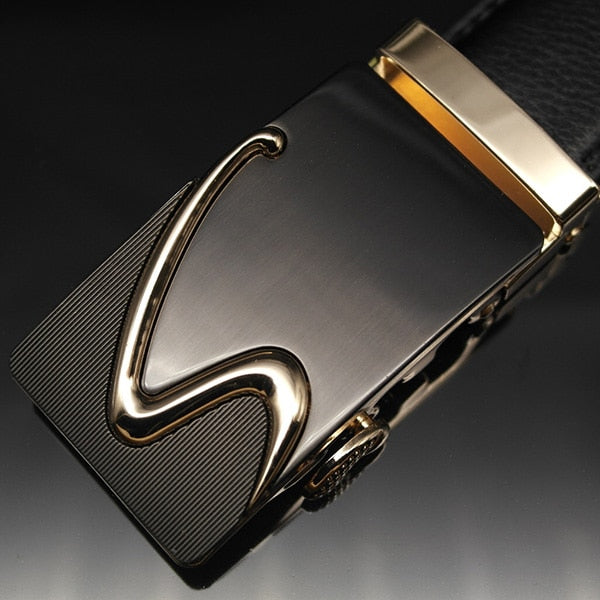 Gürtel Männer Top Qualität Echtes Luxus Leder Gürtel für Männer, strap Männlichen Metall Automatische Schnalle - alwayssale24