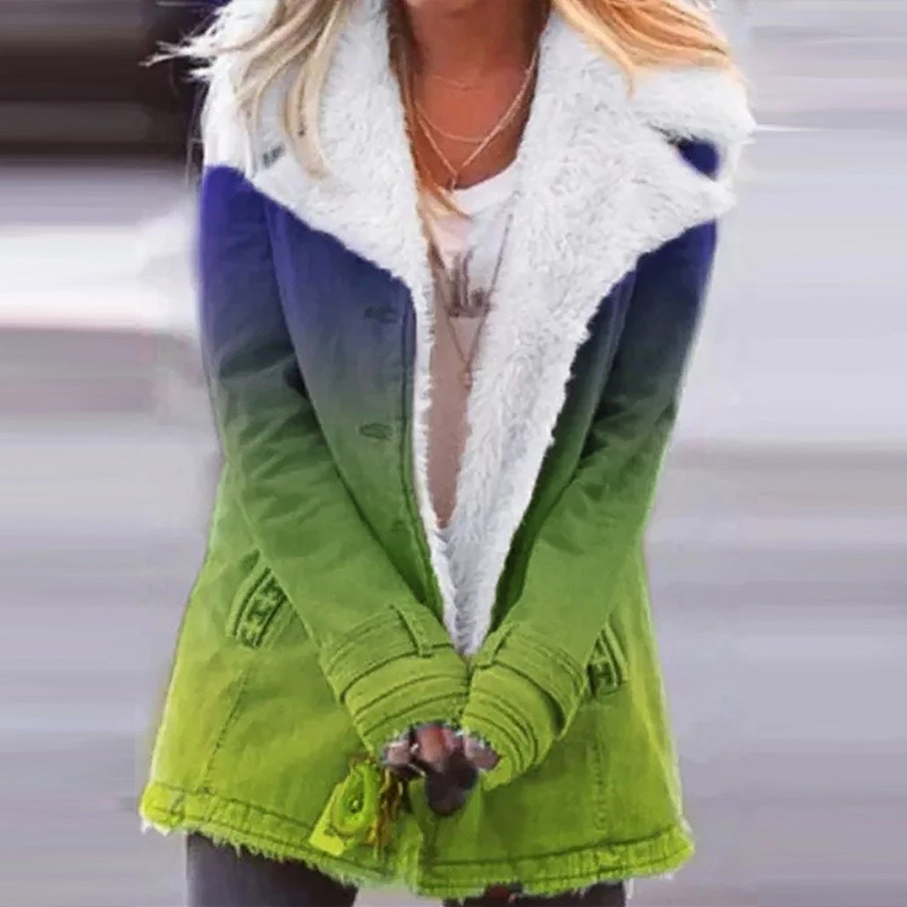 Damen Baumwolle Jacken in abgestufter Farbe - alwayssale24